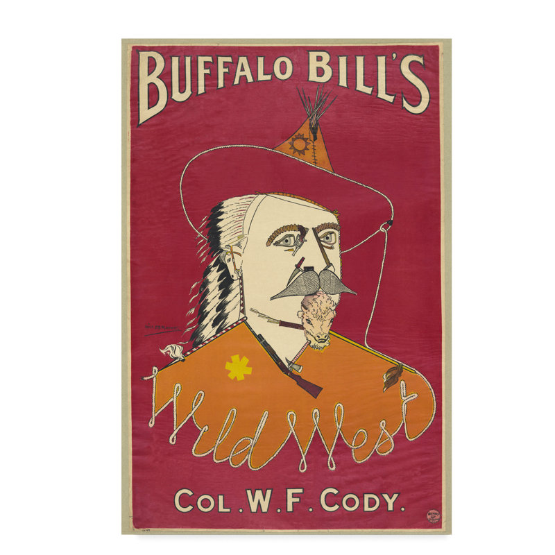 « buffalo bills wild west », affiche rétro sur toile tendue, H 24 po x l 16 po x P 2 po