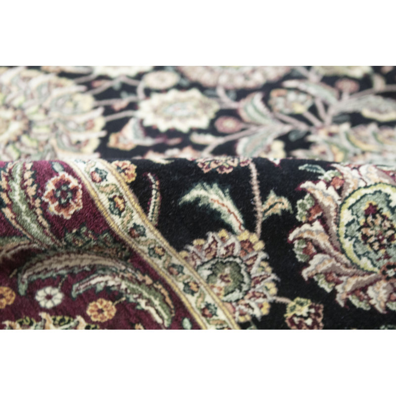 Manchuria Wool Oriental Area Rug in Black/Beige/Wine