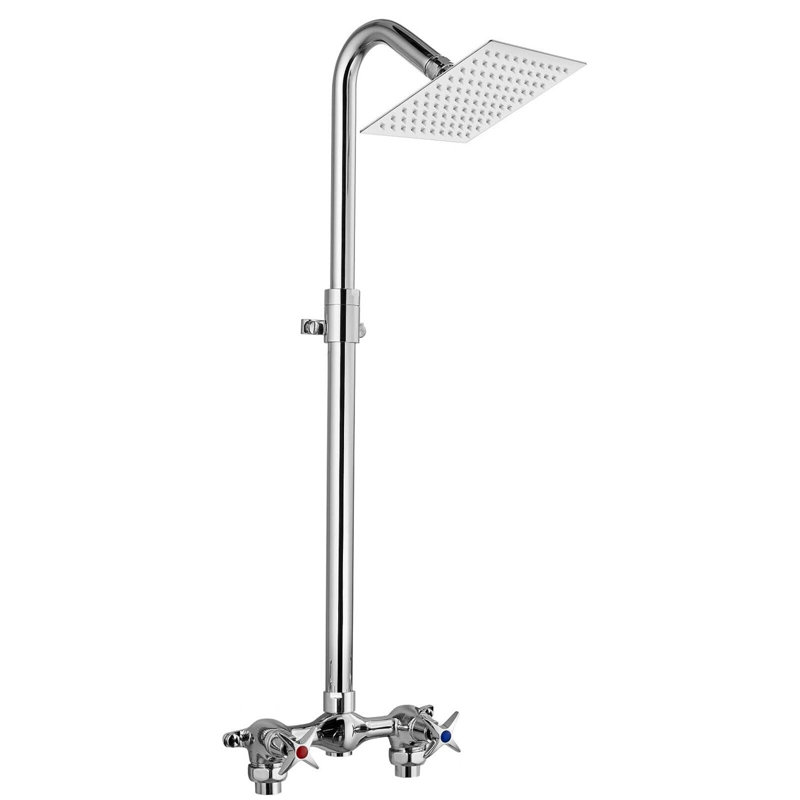 Ensemble de robinets de douche apparente avec pomme de douche réglable , Noir mat