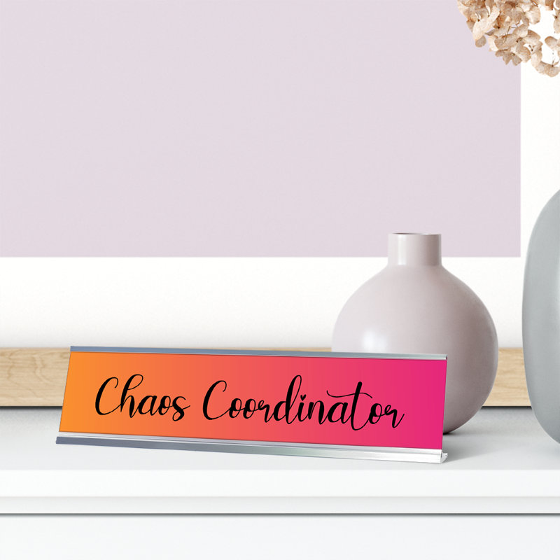 Chaos Coordinator, Orange And Purple Desk Sign (2 X 8")