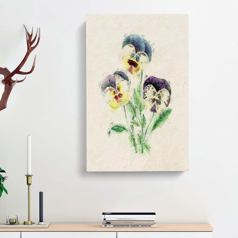 Illustration Of Wild Pansies - Wrapped Canvas, 60cm H x 40cm W x 3cm D