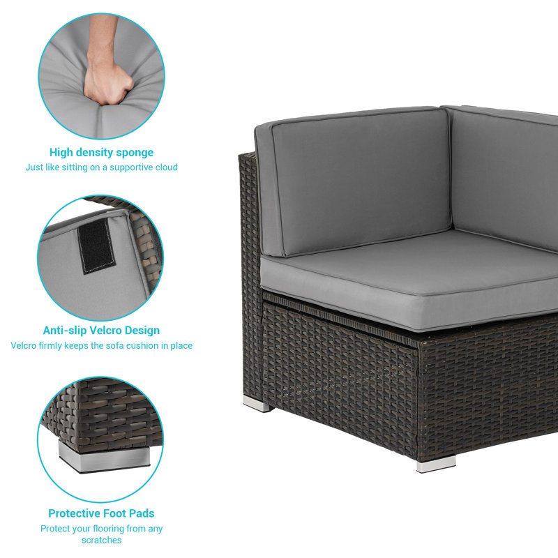 Greilickville Wicker 4 - Person Modular Patio Conversation Set with Cushions, Gray
