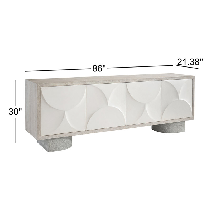 Lunula 86'' Beige and Gray Concrete Base Sideboard