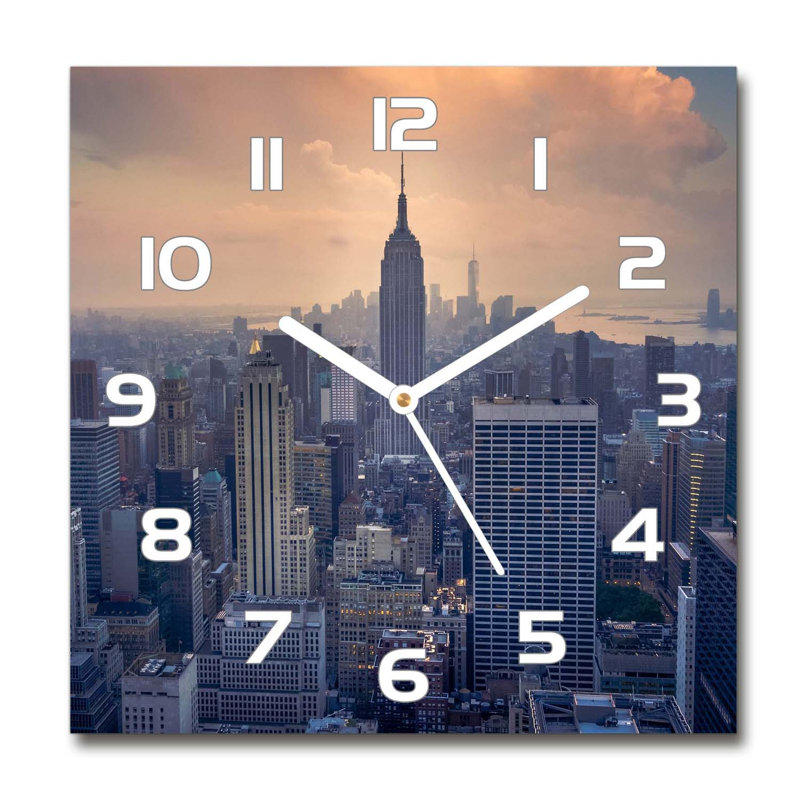 Ilioara Glass Wall Clock, White/Blue/Beige