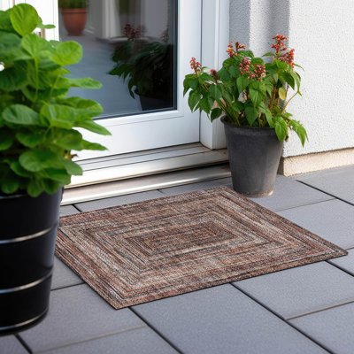 Machine Washable Indoor/Outdoor Xhevrie ACN1725 Terracotta 1'8" x 2'6" Rug