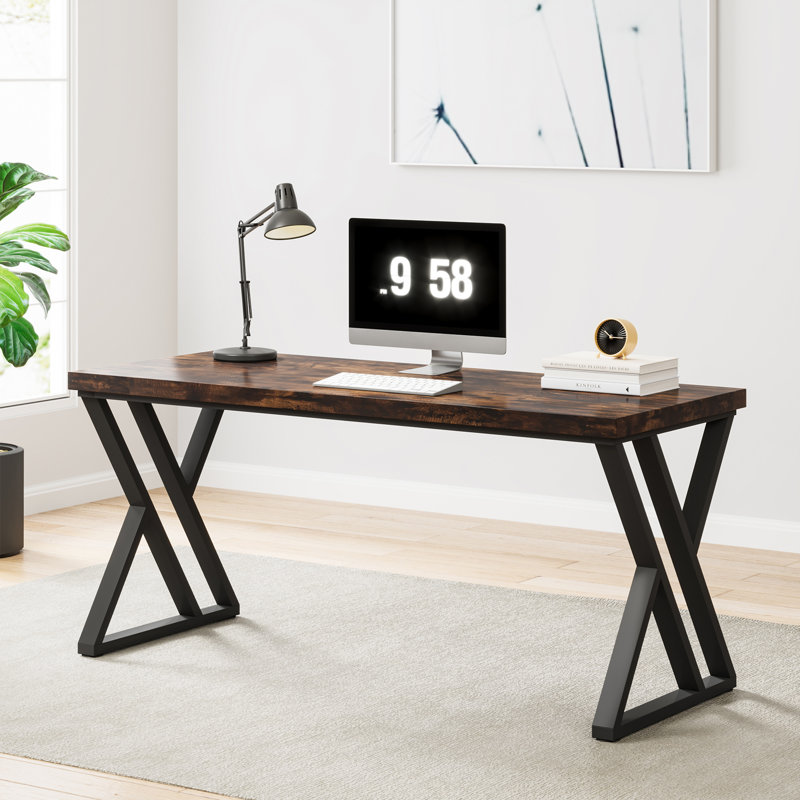 Bureau d'écriture Bricen, Brun rustique, Noir, noir, noir, noir
