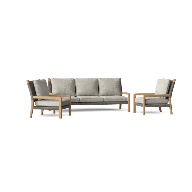 Hudson Outdoor 3 - Piece Conversation Set, Hudson Charcoal Lace, Fog Rain