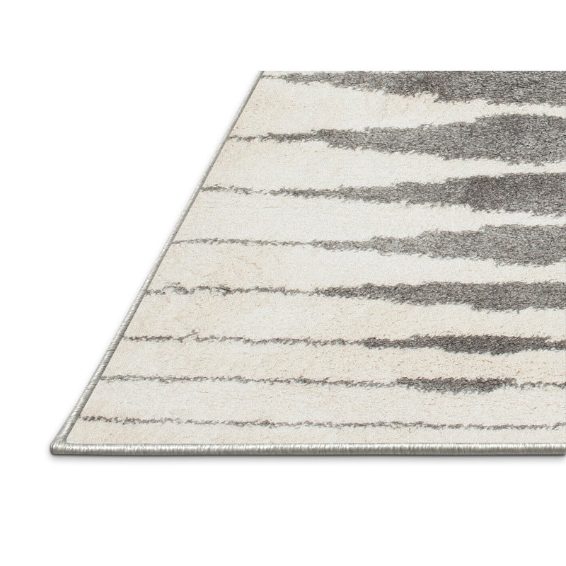 Tapis contemporain gris / noir, Rectangle 2 pi x 4 pi