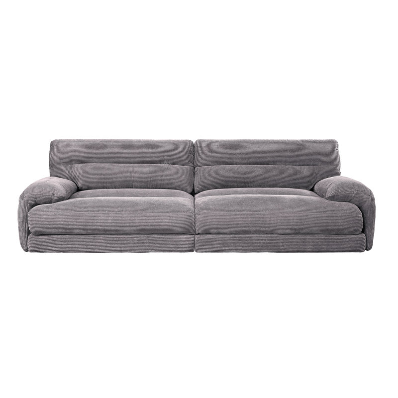 Cadenza Gray Corduroy 3-Seat Sofa with Foam Cushions