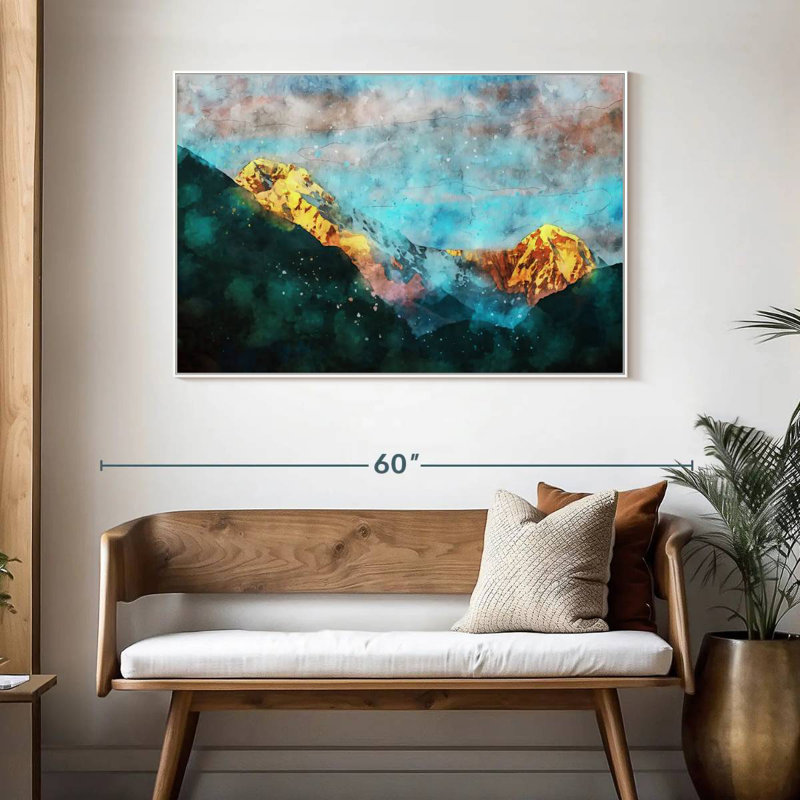 Paysage de montagne Chianna, Cadre flottant blanc, 46 po x 31 po