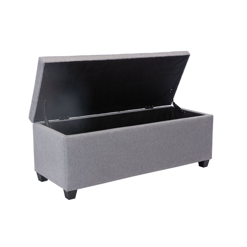 Banc de rangement rembourré en tissu Bacca, gris