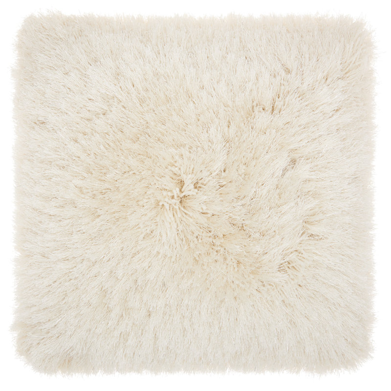 Cream Shag 20" Square Polyester Throw Pillow Set