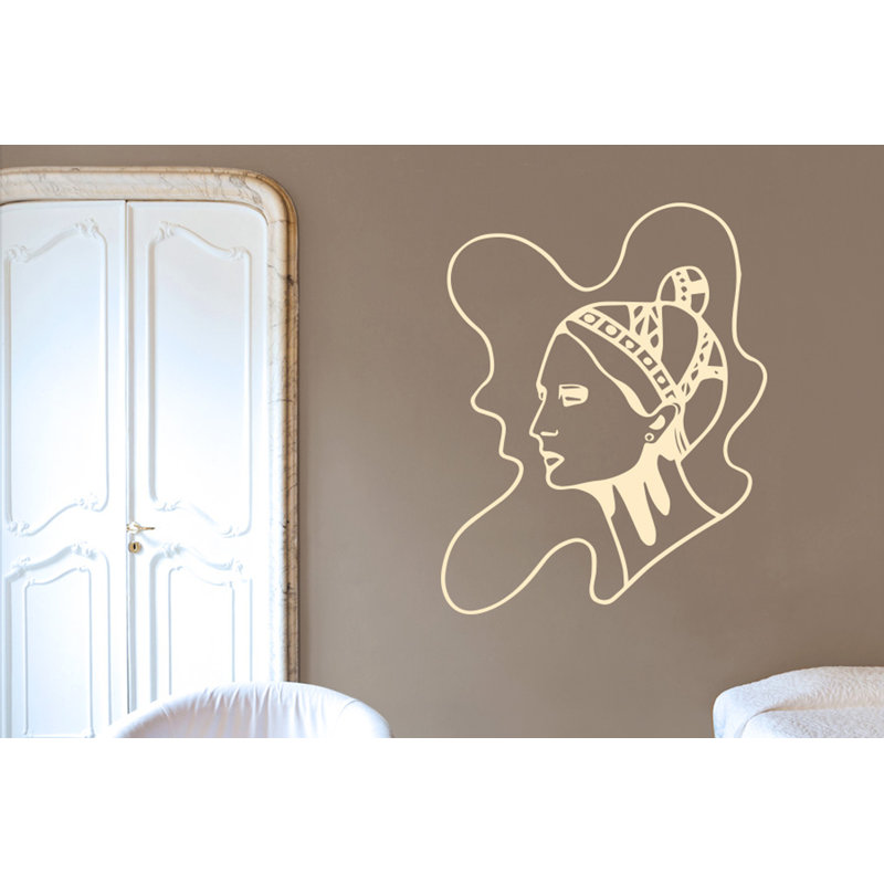 Art Nouveau Women Wall Sticker, Large, Beige