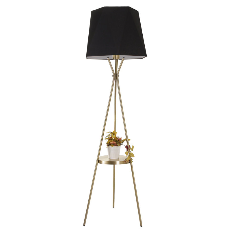 Breigha 165cm Tray Table Floor Lamp, Black