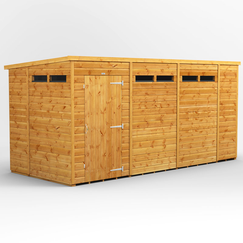 Powersheds 14 x 6ft Timber Tongue & Groove Security Pent Garden Shed