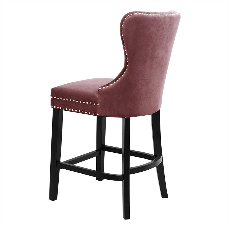 Hemenway Upholstered Counter Stool with Solid Wood Frame, Pink