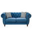 Canapé 2 places 65 po avec revêtement en velours bleu, accoudoirs arrondis, clous décoratifs, style moderne du milieu du siècle, bois de pin massif, mousse haute densité + ressorts, siège mi-ferme, pour bureau, accoudoirs arrondis, structure en bois.