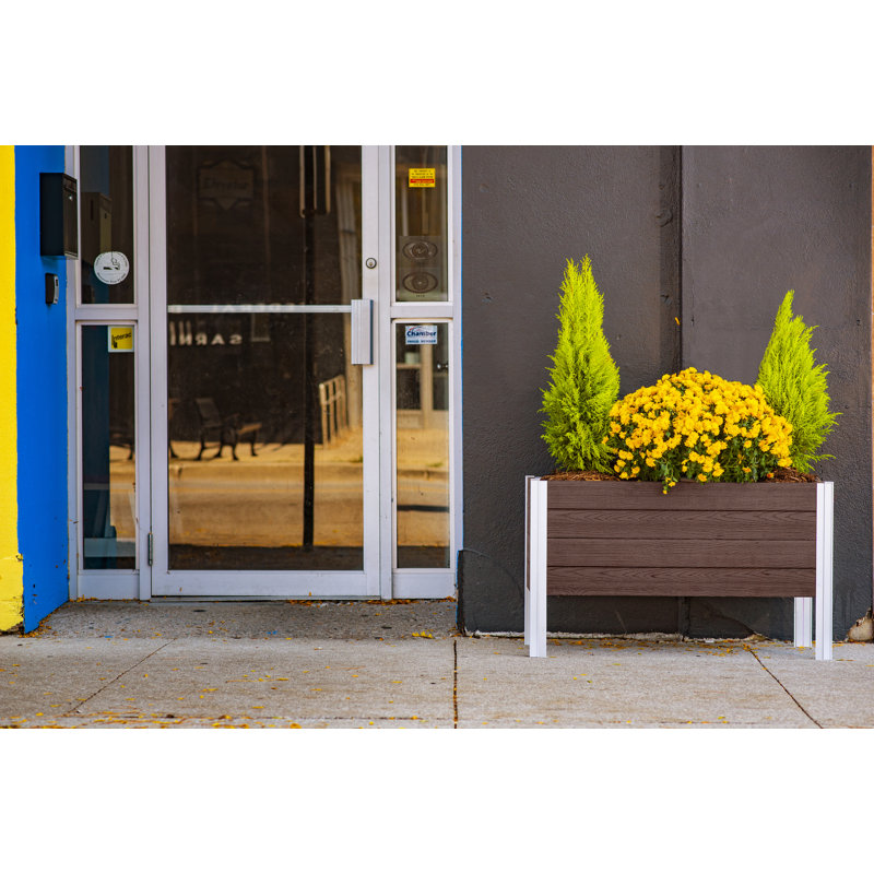 Espresso Brown Vinyl Elevated Garden Planter with Trellis