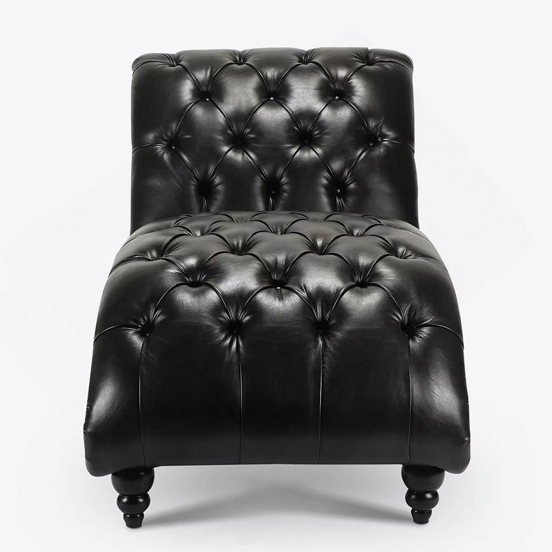 Chaise longue sans accoudoirs touffetée, Noir