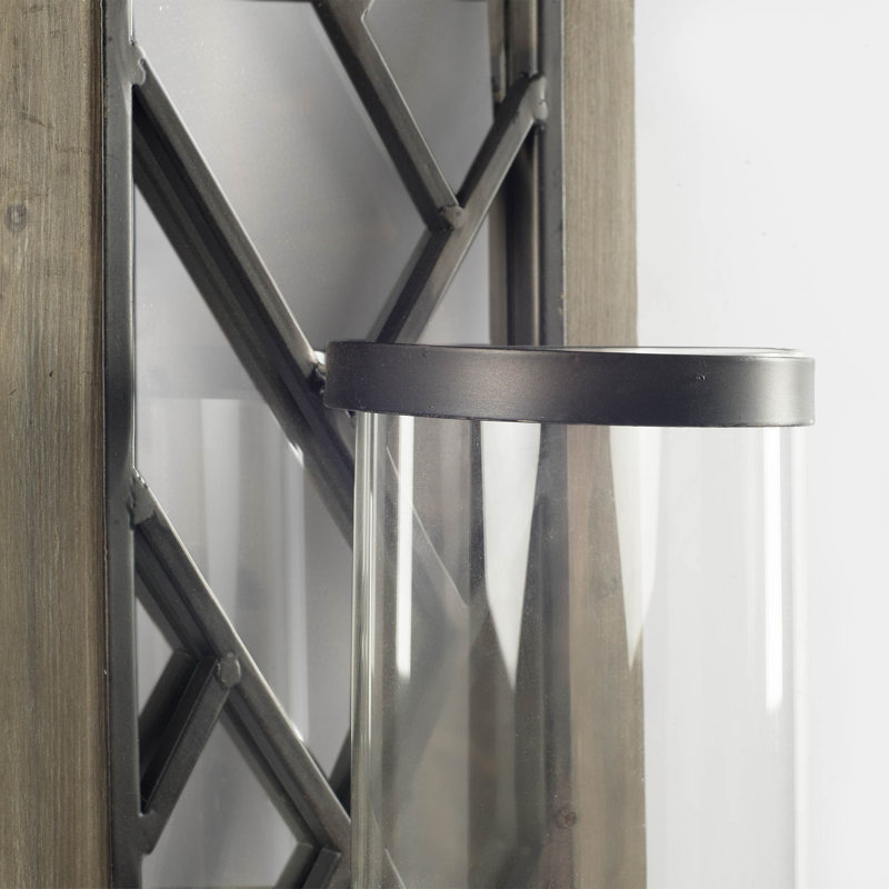 24.02'' H Wood, Glass, Metal Wall Wall Sconce