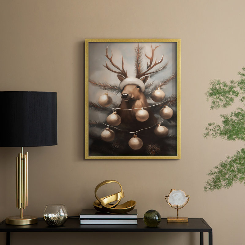 Art des Fêtes de Noël - Série 2 - CECLX, reproduction d'art encadrée - bois massif, H 15 po x l 12 po, Doré