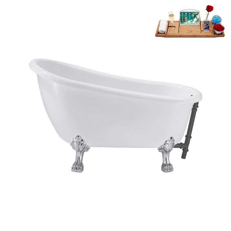 53.1'' x 25.6'' Soaking Acrylic Bathtub, Polished Chrome, Brushed Gun Metal