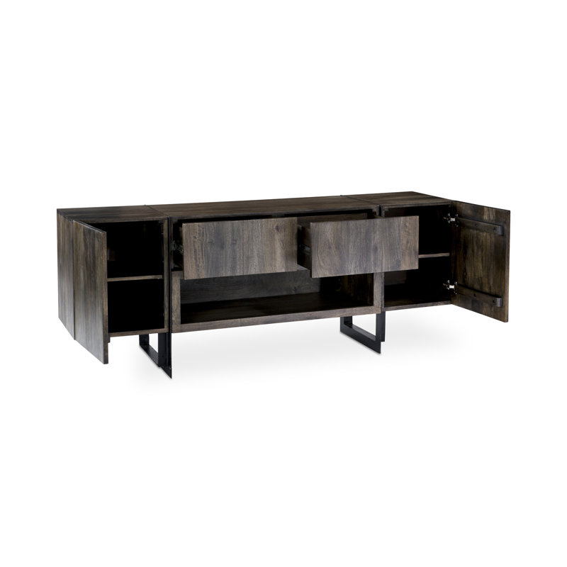 Tiburon Solid Wood TV Stand, Dark Brown Wood