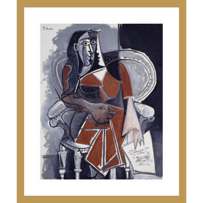 Femme assise par Pablo Picasso, impression giclée sur cadre, H 28,13 po x l 23,5 po