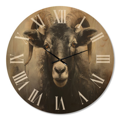 Charcoal Sheep Beauty II – Oversized Meadow Wood Wall Clock