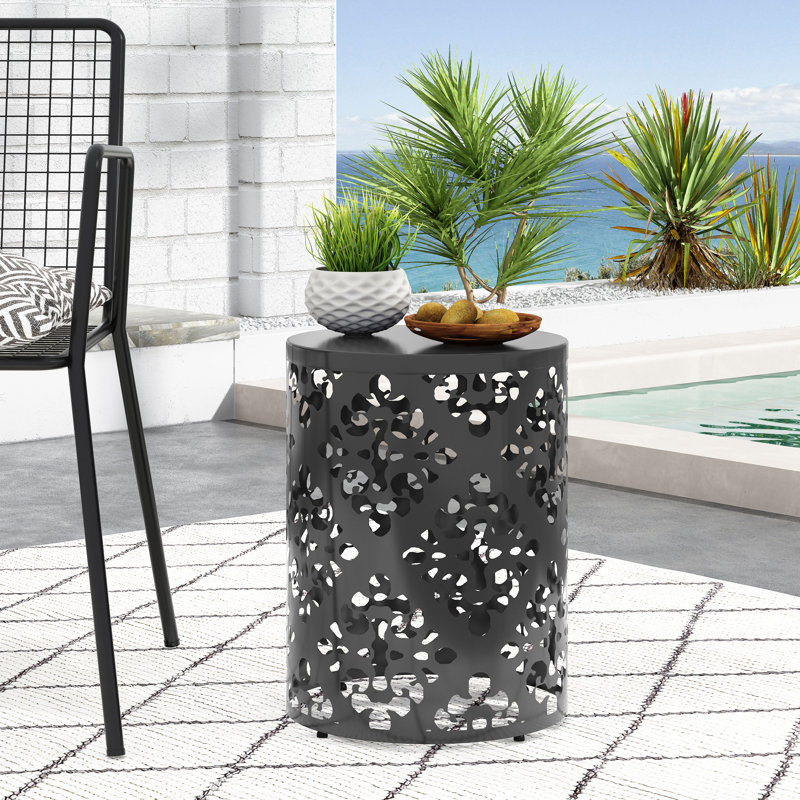 Outdoor Metal End Table -Large, Black