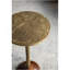 11.8X11.8X24" Slender Brass Side Table With Textured Gold Top And Wooden Pedestal Base