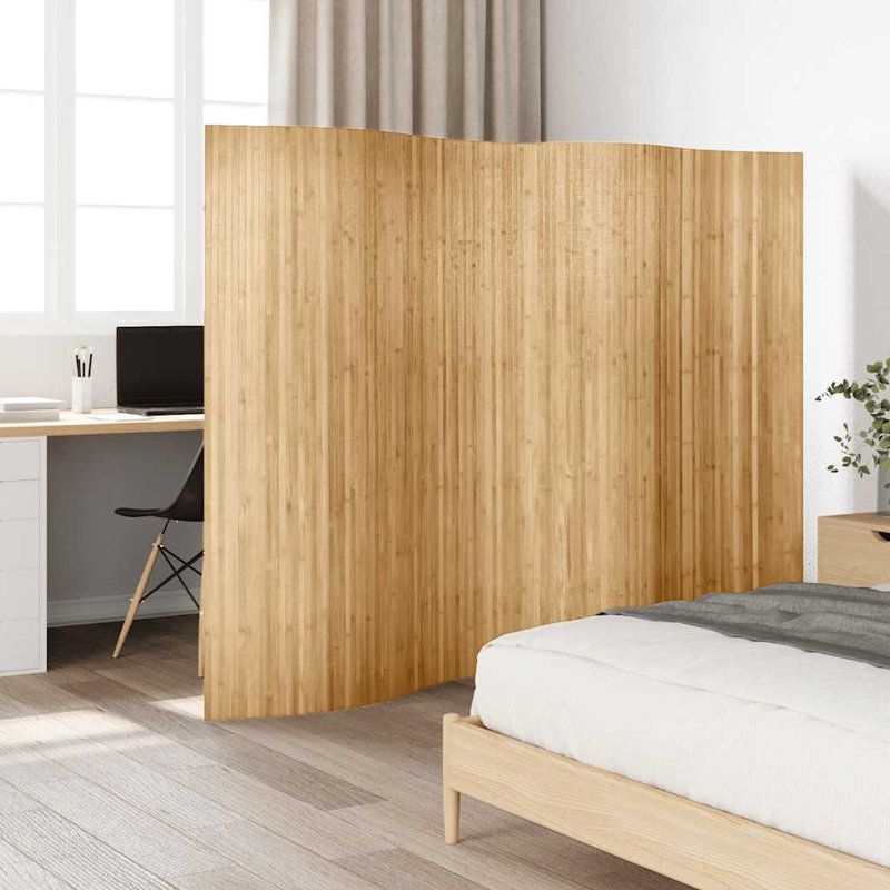 Cloison pliante en bambou / rotin Seese, H 65 po x l 98,4 po, Marron clair