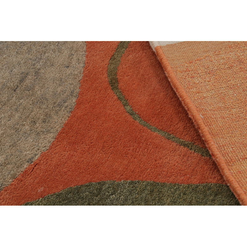 Hand Knotted Geometric Area Rug, Rectangle 10' x 14'