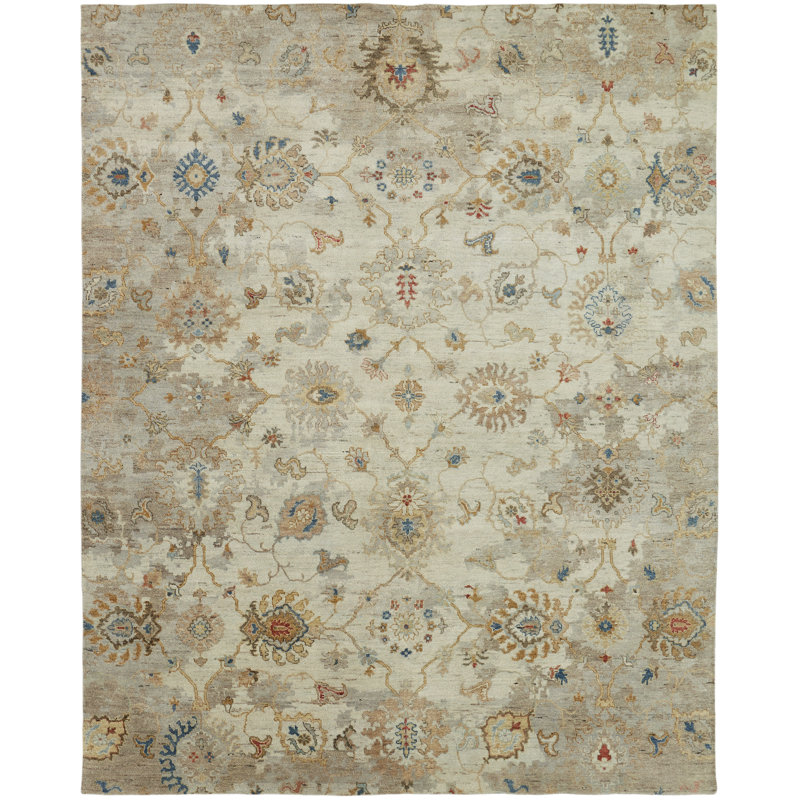 Stillings Wool Floral Area Rug in Ivory, Rectangle 2' x 3'