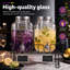 Ensemble de 2 distributeurs de boissons en verre de 1 gallon avec robinet et support en métal, distributeur de boissons à double pot Mason pour thé glacé