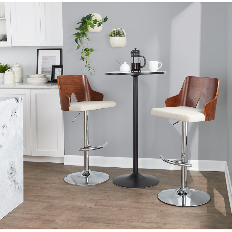 Tabouret pivotant à hauteur réglable Lakyia, Chrome