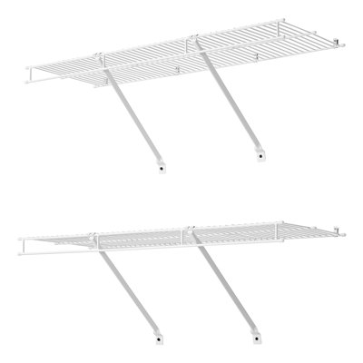 Wire Shelf Kit, 3 Ft, Set Of 2, Wall Mounted Wire Shelves, Heavy-Duty Carbon Steel Hanging Shelf, Floating Wall Storage Shelves With Dip Coating, For Closet, Bedroom, Living Room, Office, Pantry