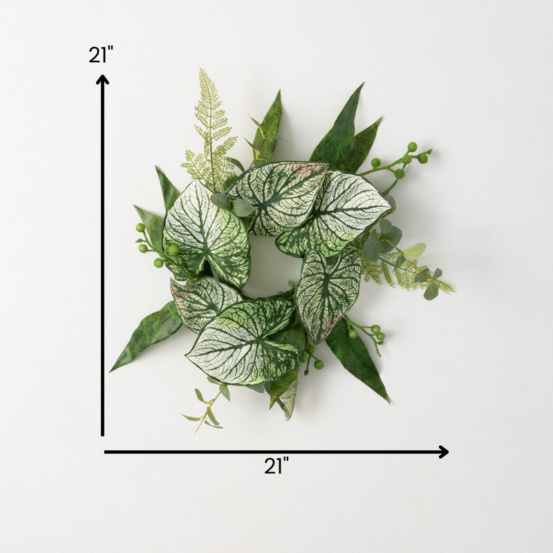 Faux Eucalyptus Polyester Wreath, 21.25' W x 21.25" H x 3.75" D