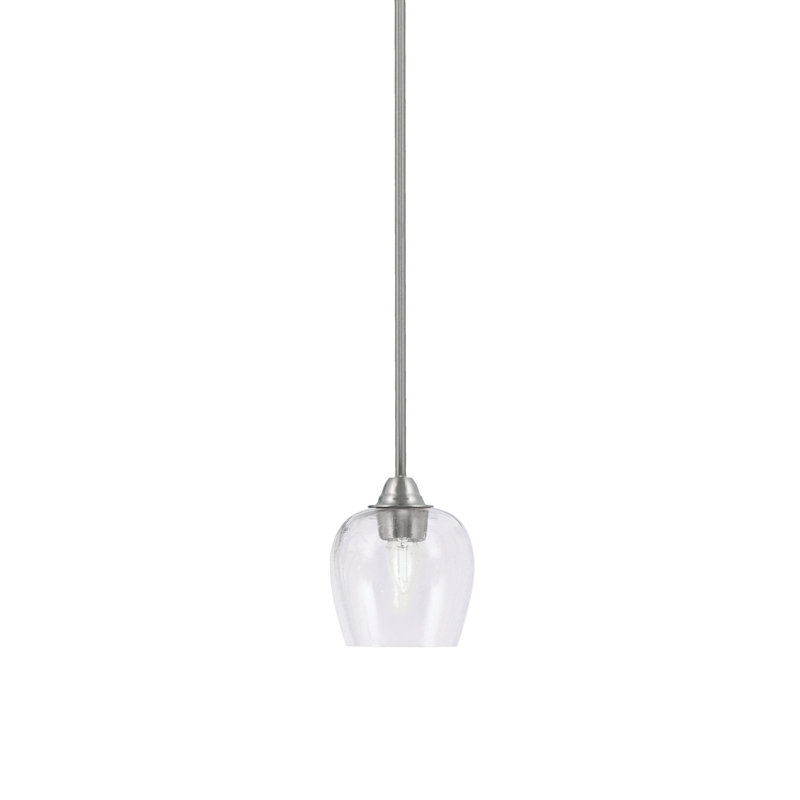 Paramount Stem Hung Pendant Shown With 6" Bubble Glass, Brushed Nickel, Clear Bubble Glass
