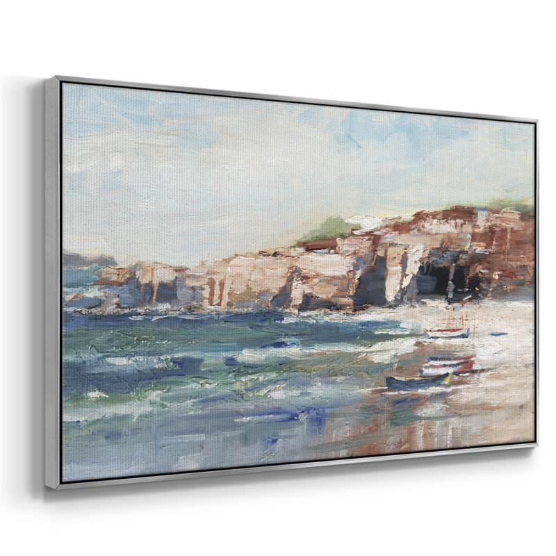 Étude Sea Cliff II - impression d'un seul cadre photo, H 25 po x l 37 po x P 2 po, Toile argentée avec cadre flottant, Non