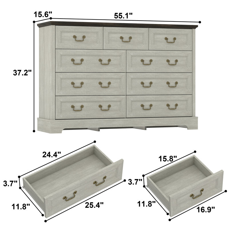 Commode en bois rustique avec poignées en métal