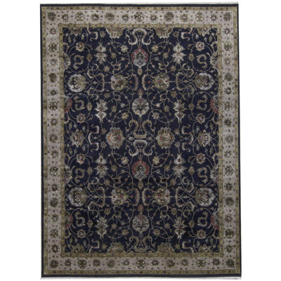 Tapis noir et blanc noué à la main de haute qualité