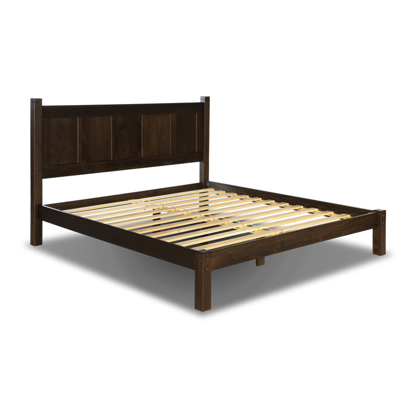 Lit plateforme en bois massif Shaker, Espresso, Très grand