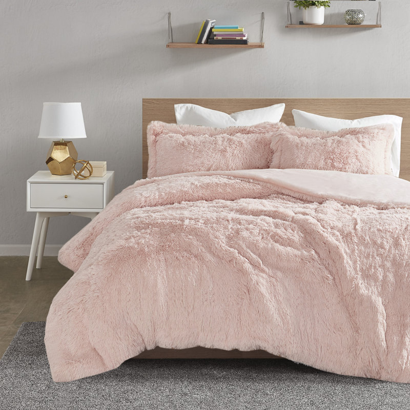 Ensemble de housse de couette 3 pièces Malea, Housse de couette très grand et 2 très grandes t, Rosé