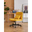 Chaise de bureau jaune avec accoudoirs croisés en lin jaune - polyvalente pour le bureau personnel, la méditation et le maquillage