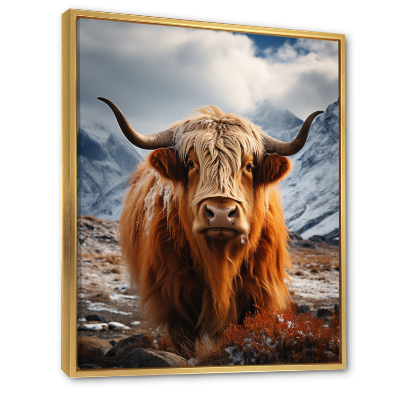 Brown Yaks In Montain IV, reproduction d'art sur toile, H 44 po x l 34 po x P 1,5 po, Or