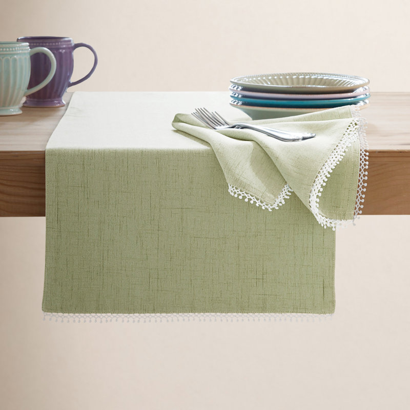 French Perle Table Runnner, Pistachio, 70" Rectangle