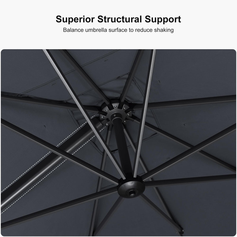 274cm X 365cm Rectangular Cantilever Parasol, Gray