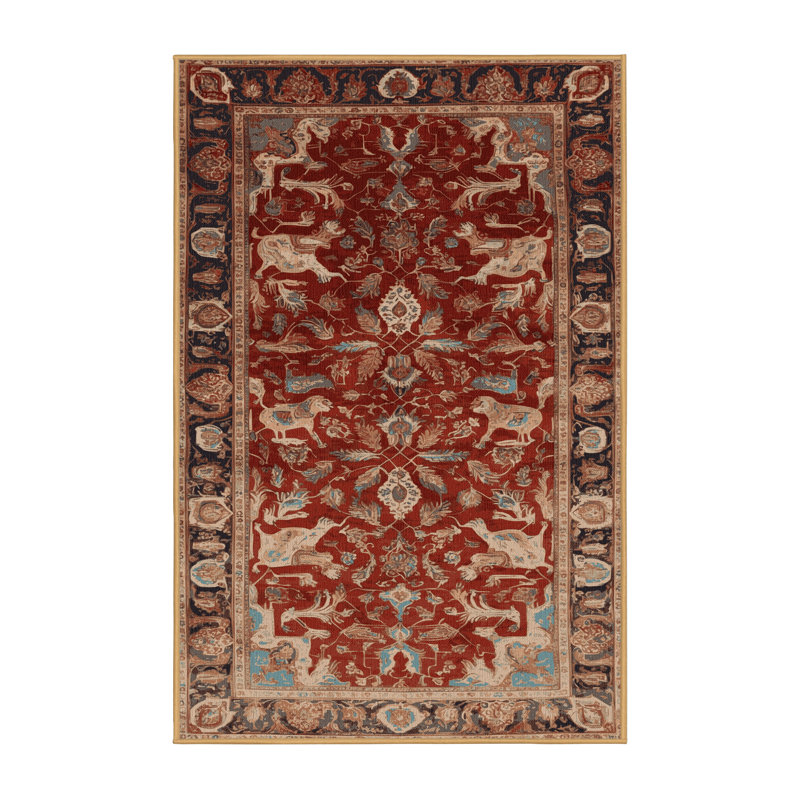 Machine Washable Persian Brown Area Rug, Rectangle 2' x 3'