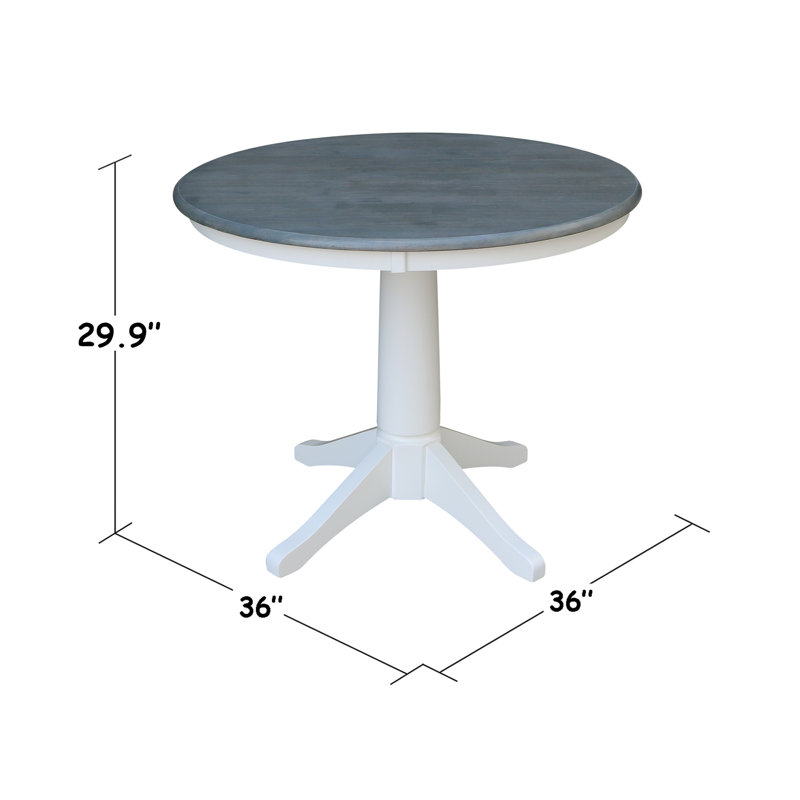 Table de salle à manger Imilia, H 29,9 po x L 36 po x l 36 po, Gris chiné / Blanc